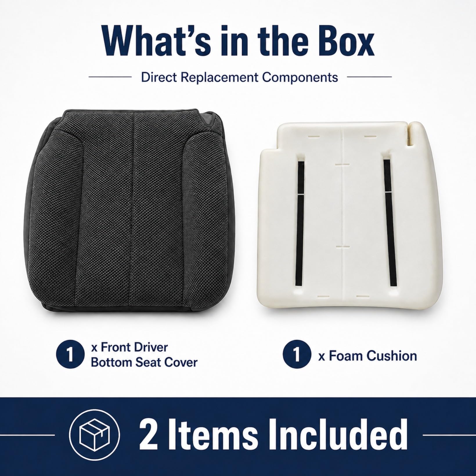 NLQR seat bottom next to ruler showing accurate size and precise fit