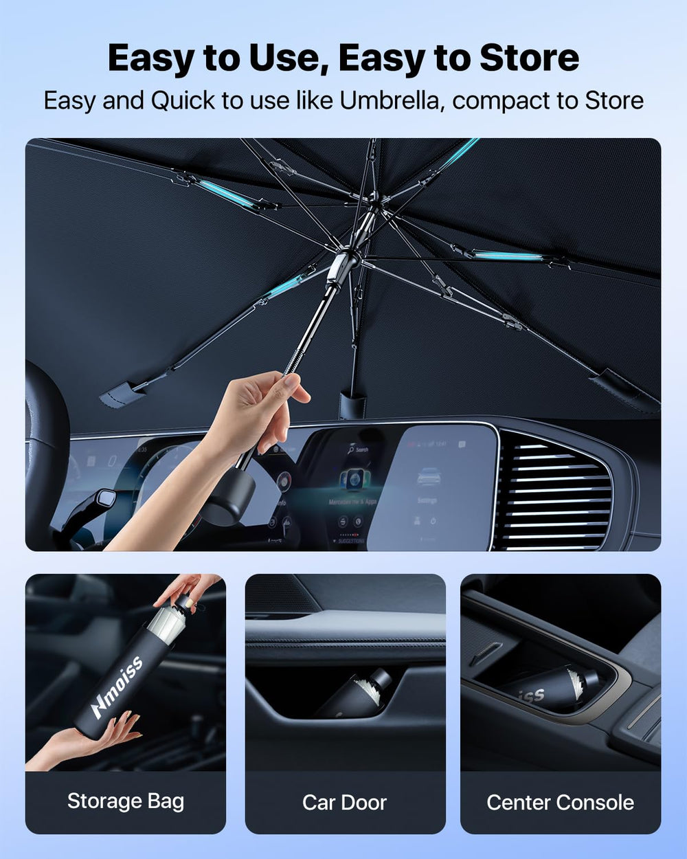Nmoiss leather-style umbrella legs close-up showing military-grade durability