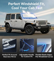 Nmoiss installed in Wrangler windshield demonstrating heat reduction and fit