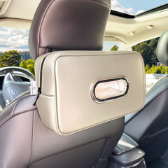 Noaman beige front view tissue holder showing neat car interior benefit
