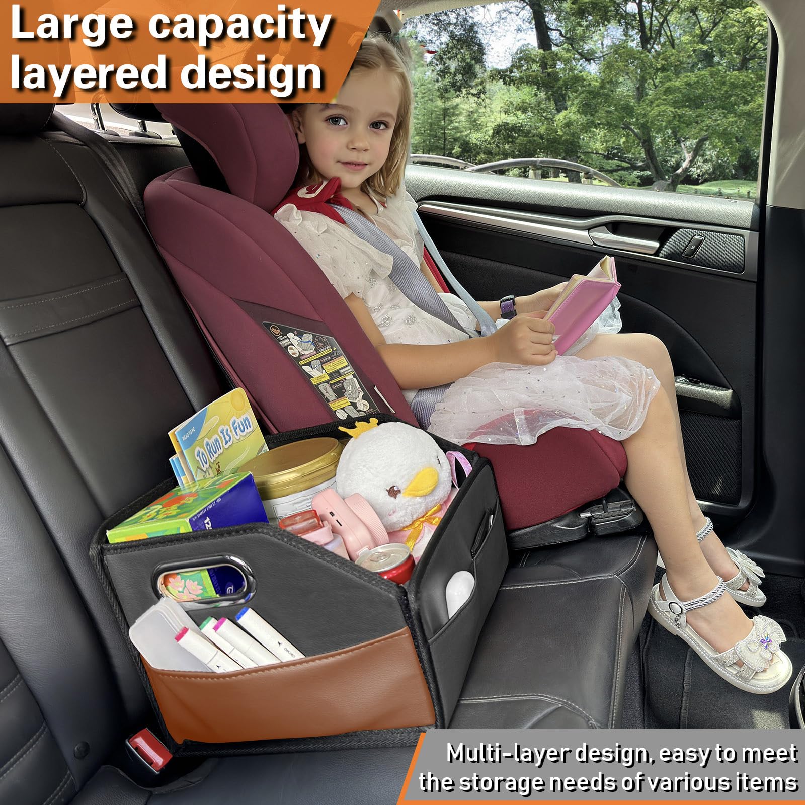 Noaman seatbelt anchoring method securing the organizer during travel