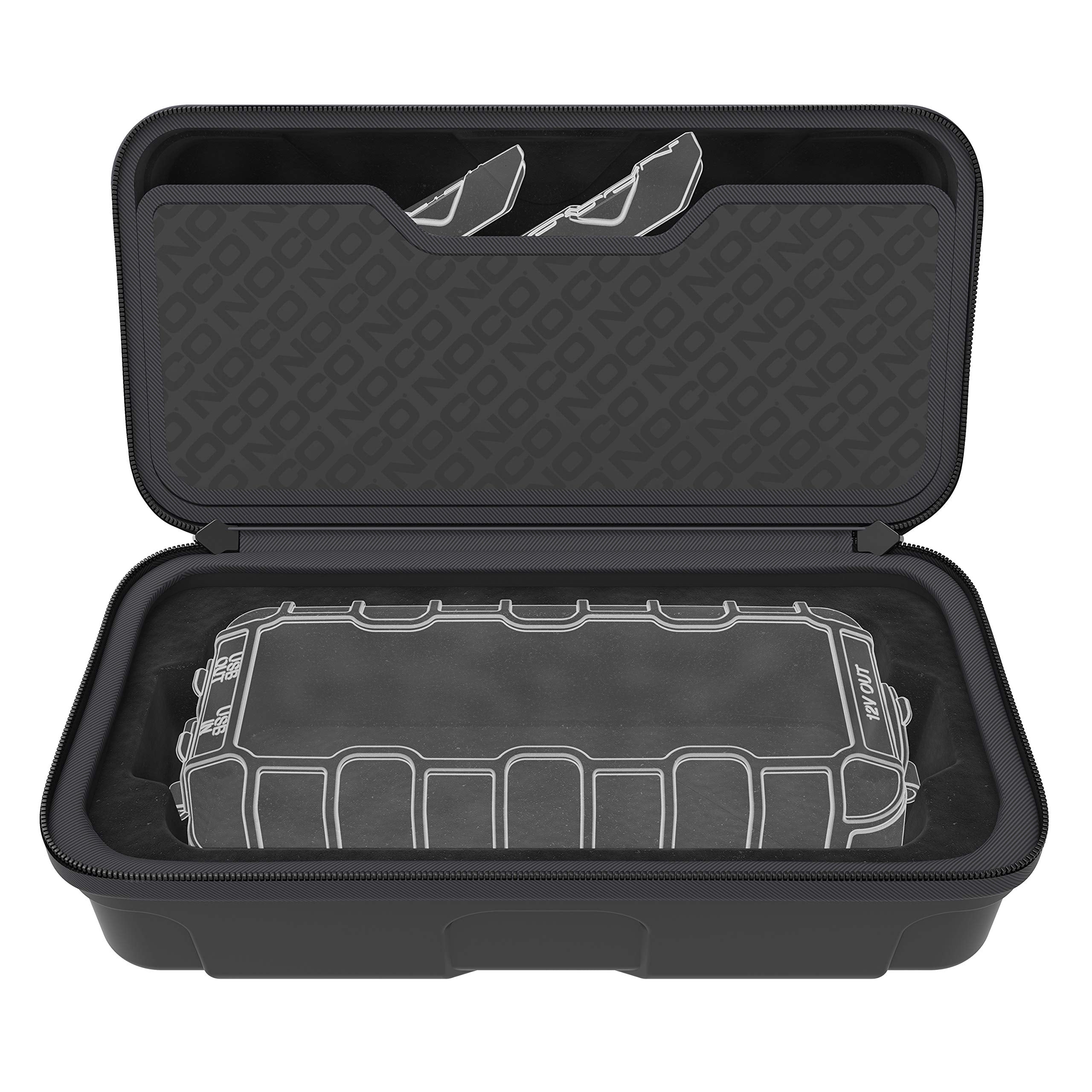 NOCO open Boost XL case with GB50 seated securely showing organized fit