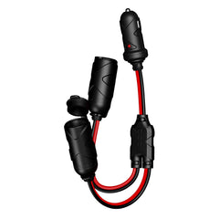 NOCO GC020 front view showing dual outlets and LED indicator benefit: instant power confirmation