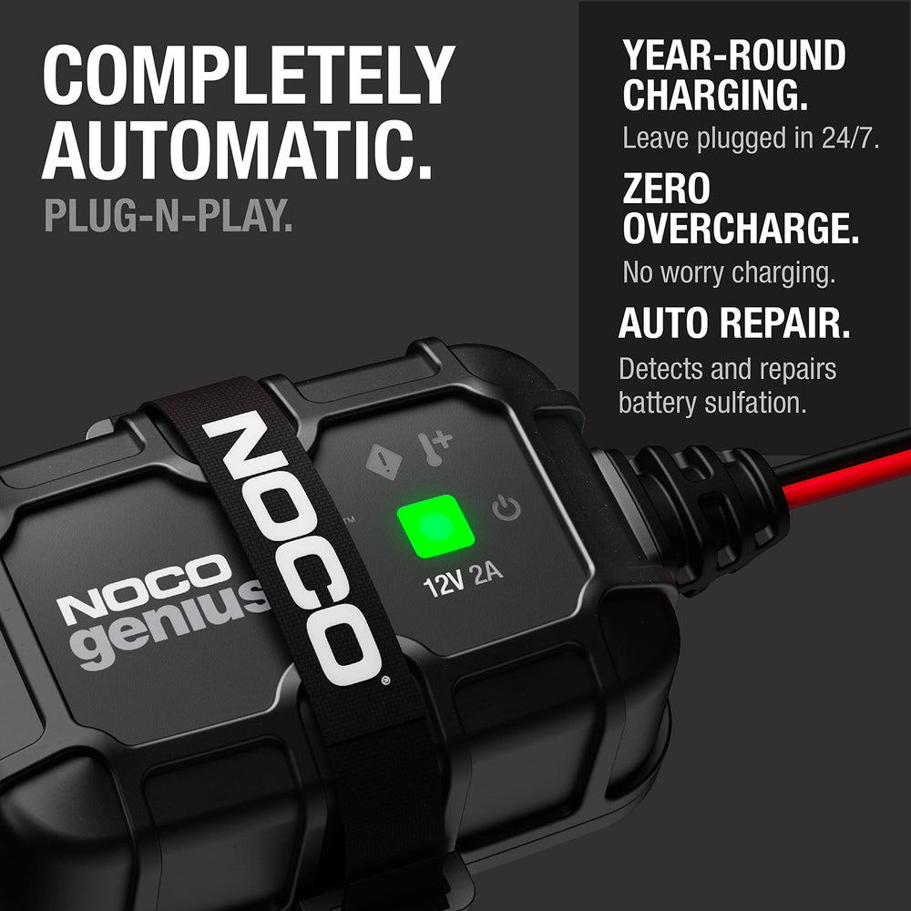 NOCO GENIUS2D next to ruler displaying compact size and space-saving benefit