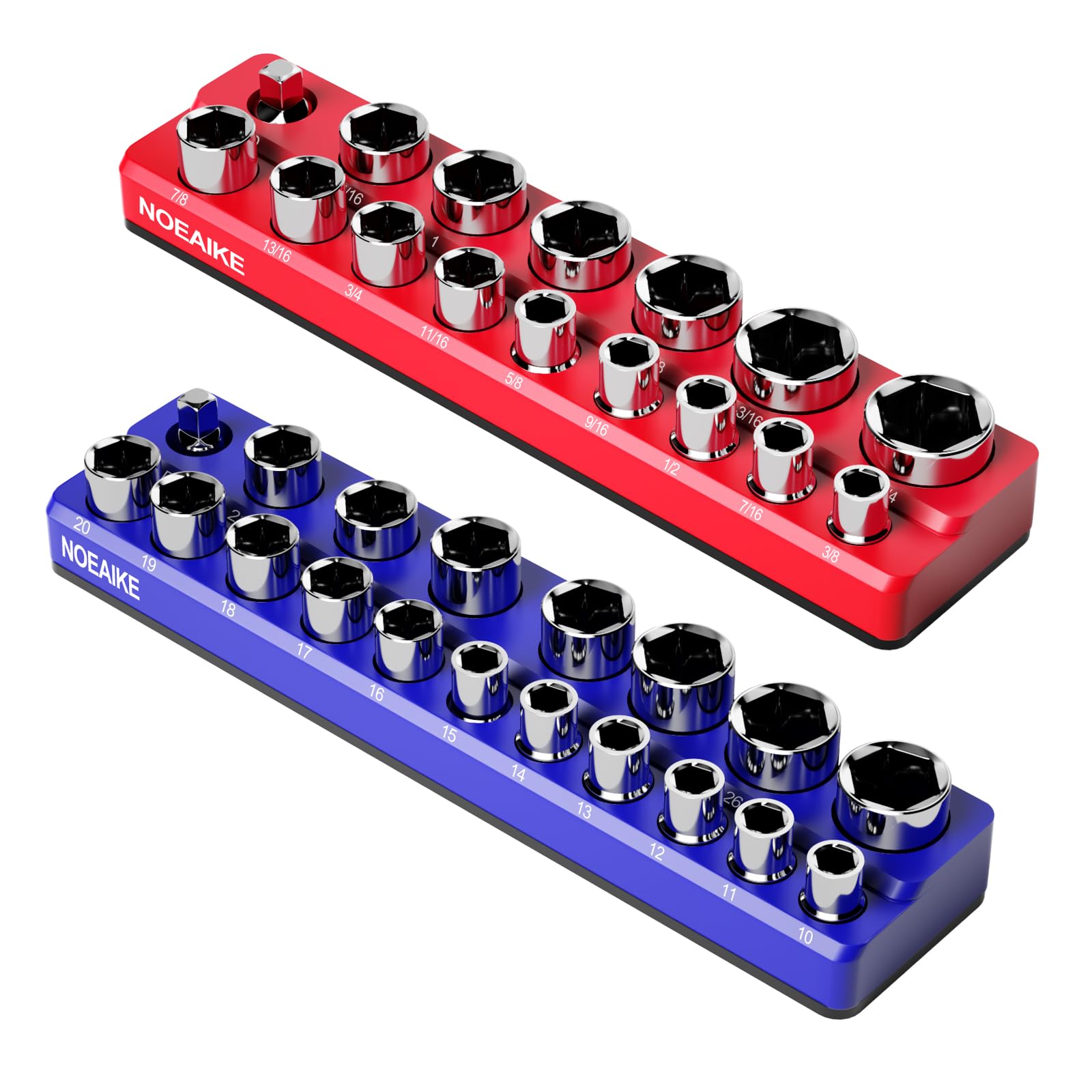 NOEAIKE front view of two organizers showing color-coded trays and slots for fast sorting