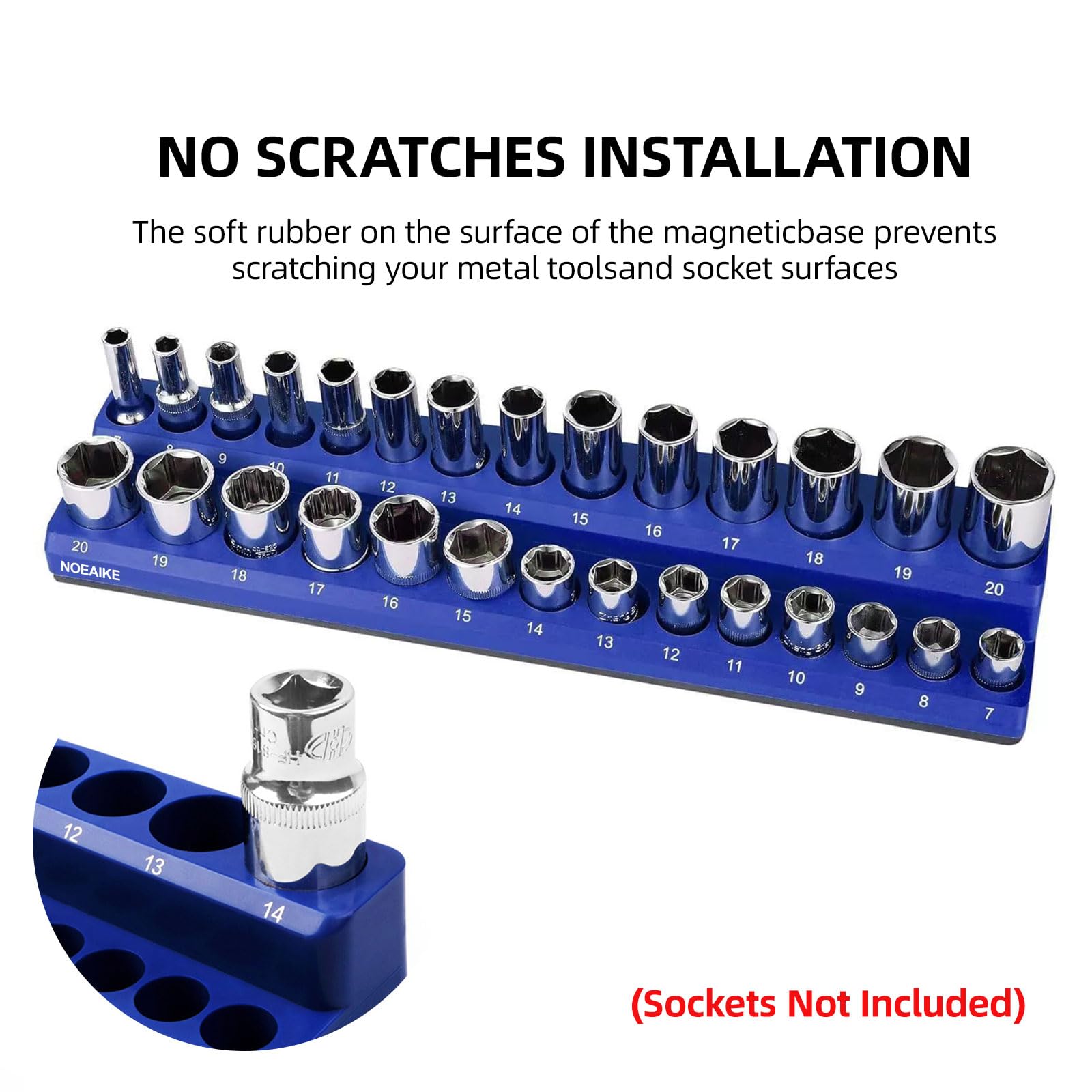 NOEAIKE trays holding both standard and deep 3/8" sockets securely