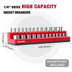 NOEAIKE holding standard and deep 1/4" sockets to show compatibility benefit