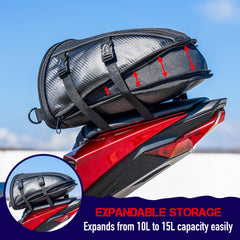 Nomad USA mounted on a sportbike rear rack demonstrating secure fit and low profile