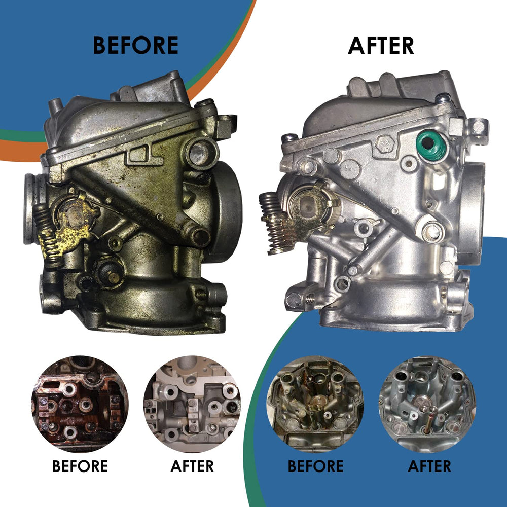 NORTHWEST ENTERPRISES before-and-after carburetor showing removed varnish and improved passages