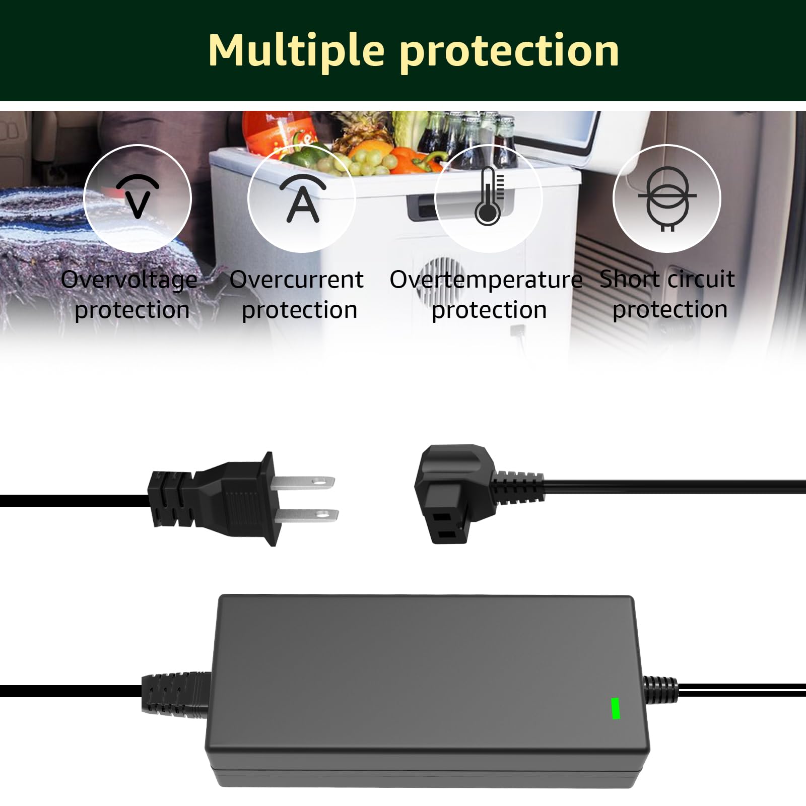 Norward adapter label and specs close-up for clear voltage identification