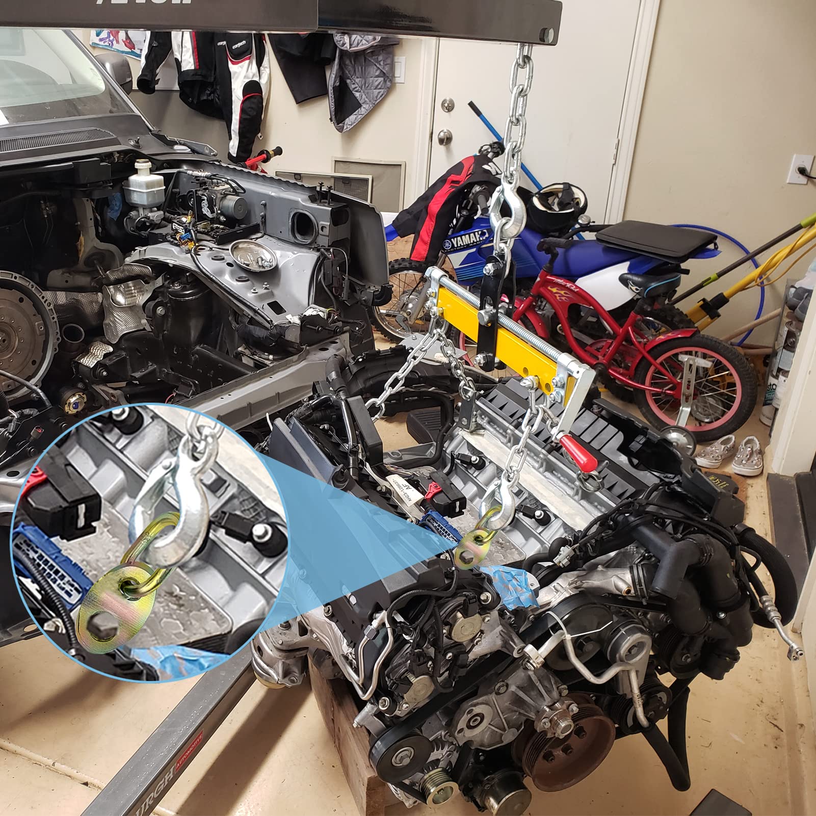 NOVINO brackets in a garage scene improving workflow and speeding heavy lifts