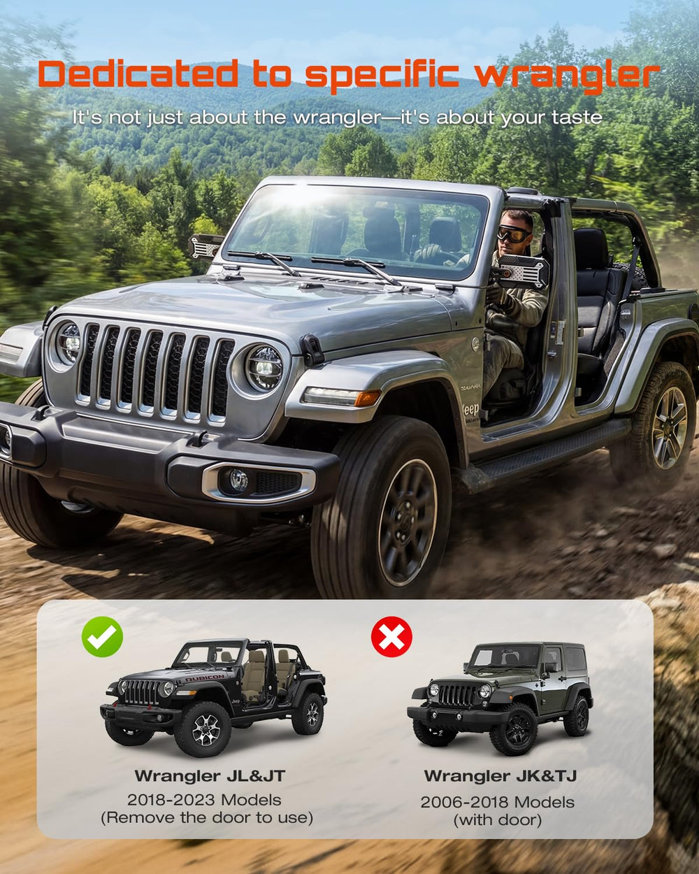 NOVSIGHT mirror in off-road trail setting providing stable view advantage