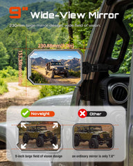 NOVSIGHT side profile doors-off mirror illustrating improved lane visibility