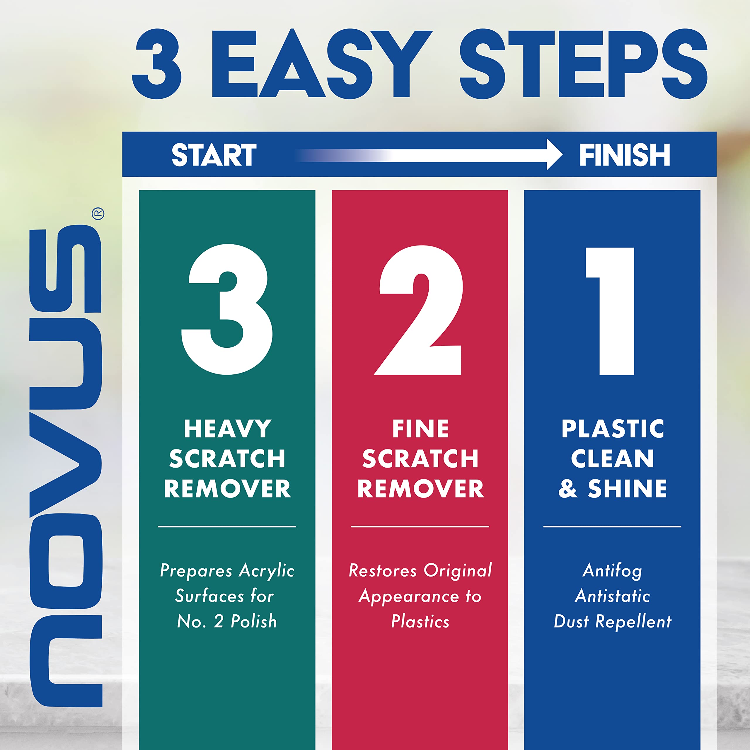 Novus 7050 cleaning an acrylic display case for streak-free clarity
