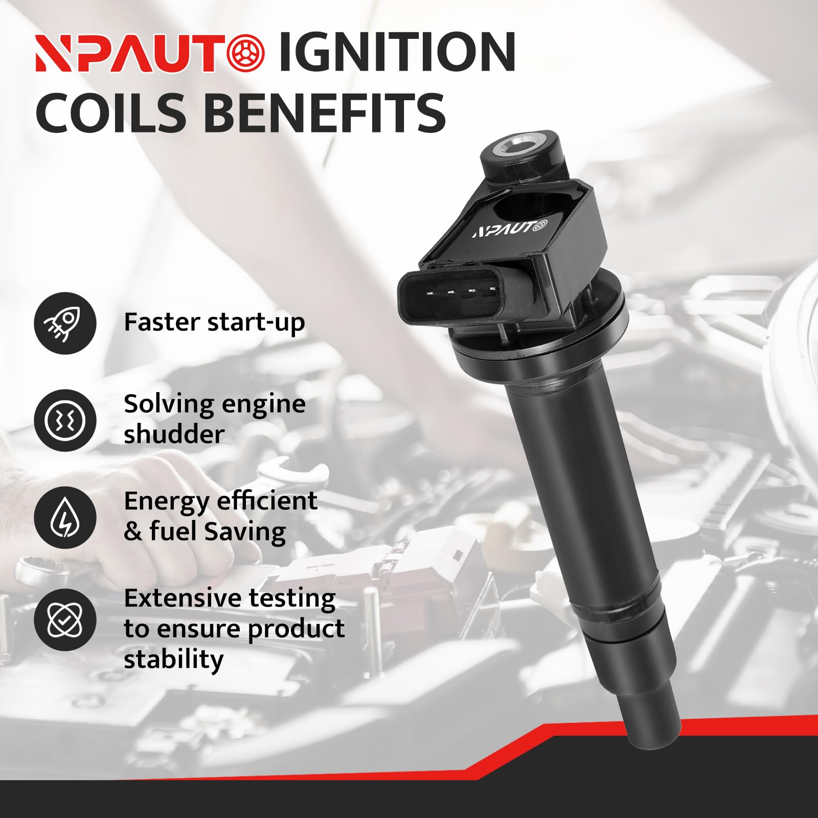 NPAUTO close-up of coil electrical connector highlighting secure plug fit benefit