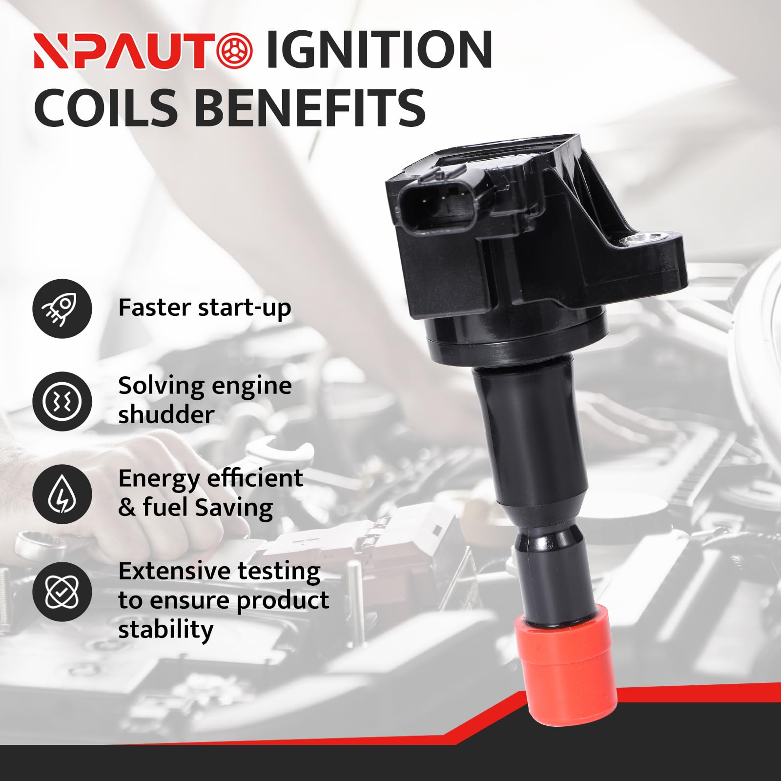 NPAUTO coil connector close-up highlighting secure electrical fit