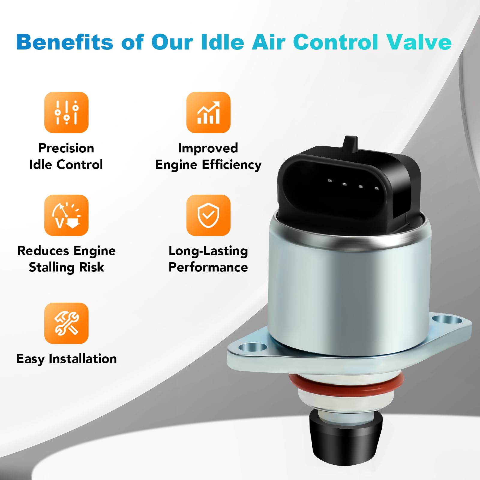 Close-up of NPAUTO idle air control valve body highlighting heat-resistant construction and durability