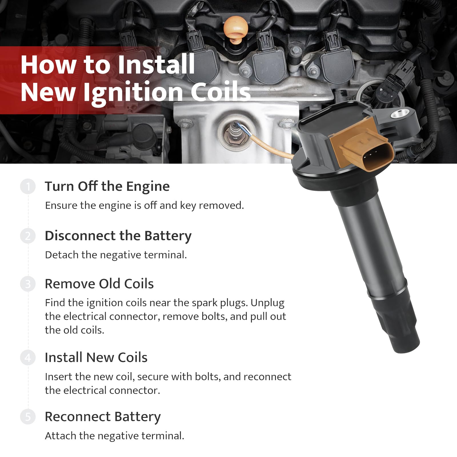 NPAUTO ignition coil with part number label for correct interchange verification