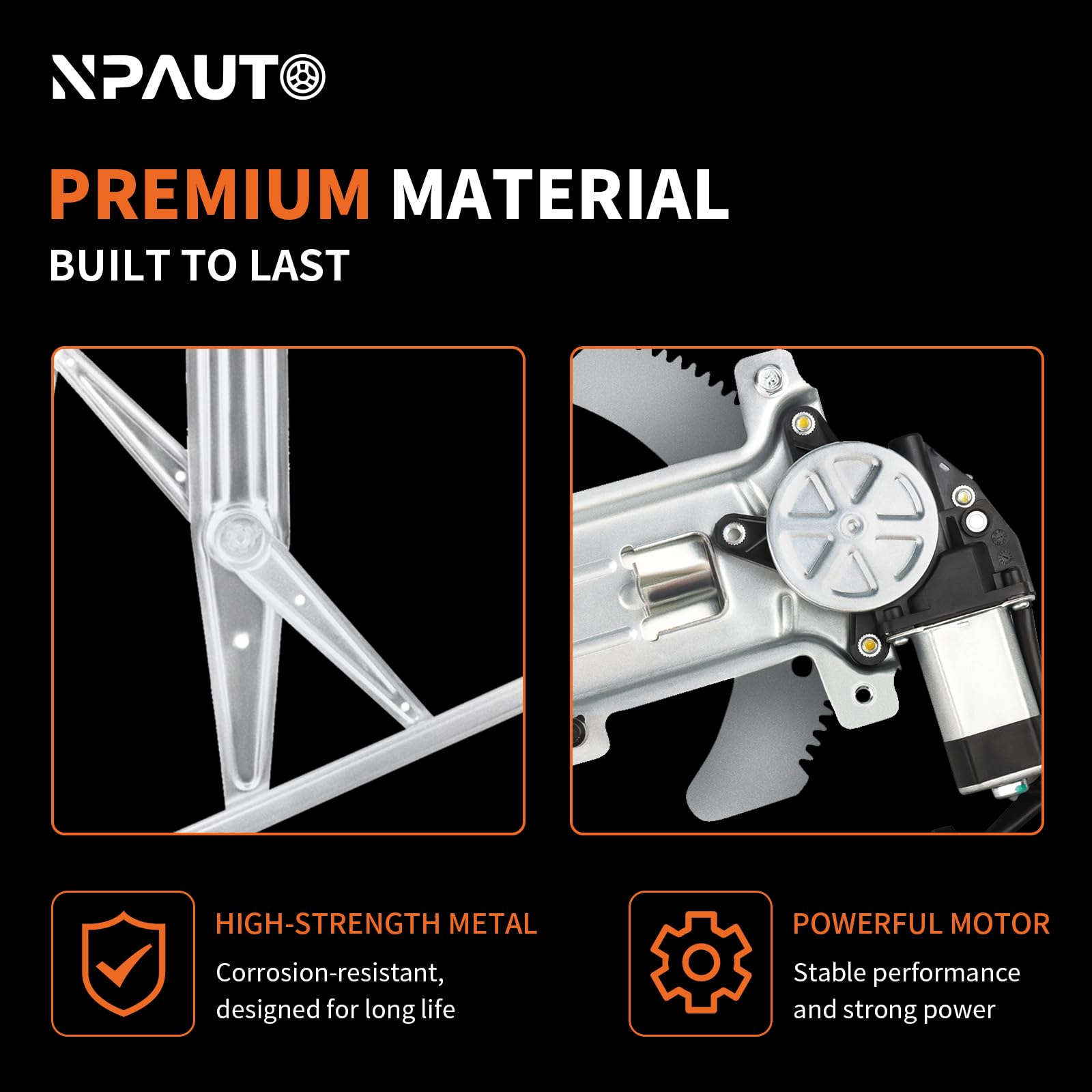 NPAUTO regulator installed inside vehicle door, demonstrates correct fit and alignment