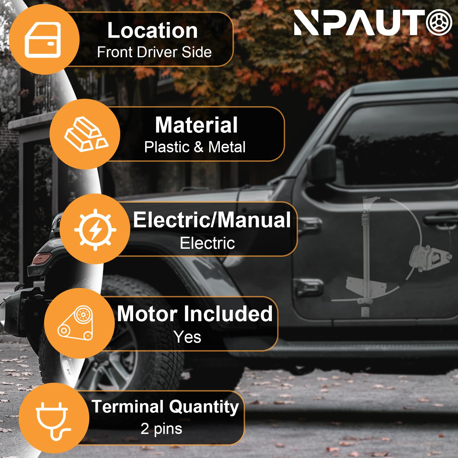 NPAUTO motor close-up highlighting durable construction for reliable window movement