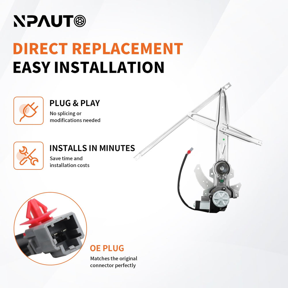 NPAUTO regulator with window track displaying stable, quiet glass movement