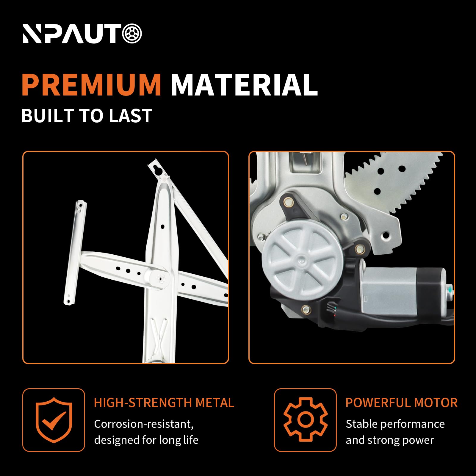 NPAUTO material finish close-up showing corrosion-resistant surfaces for durability