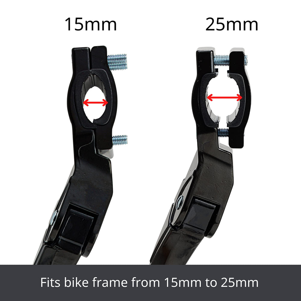 N+1 kickstand mounted on a city bike illustrating compatibility and neat installation