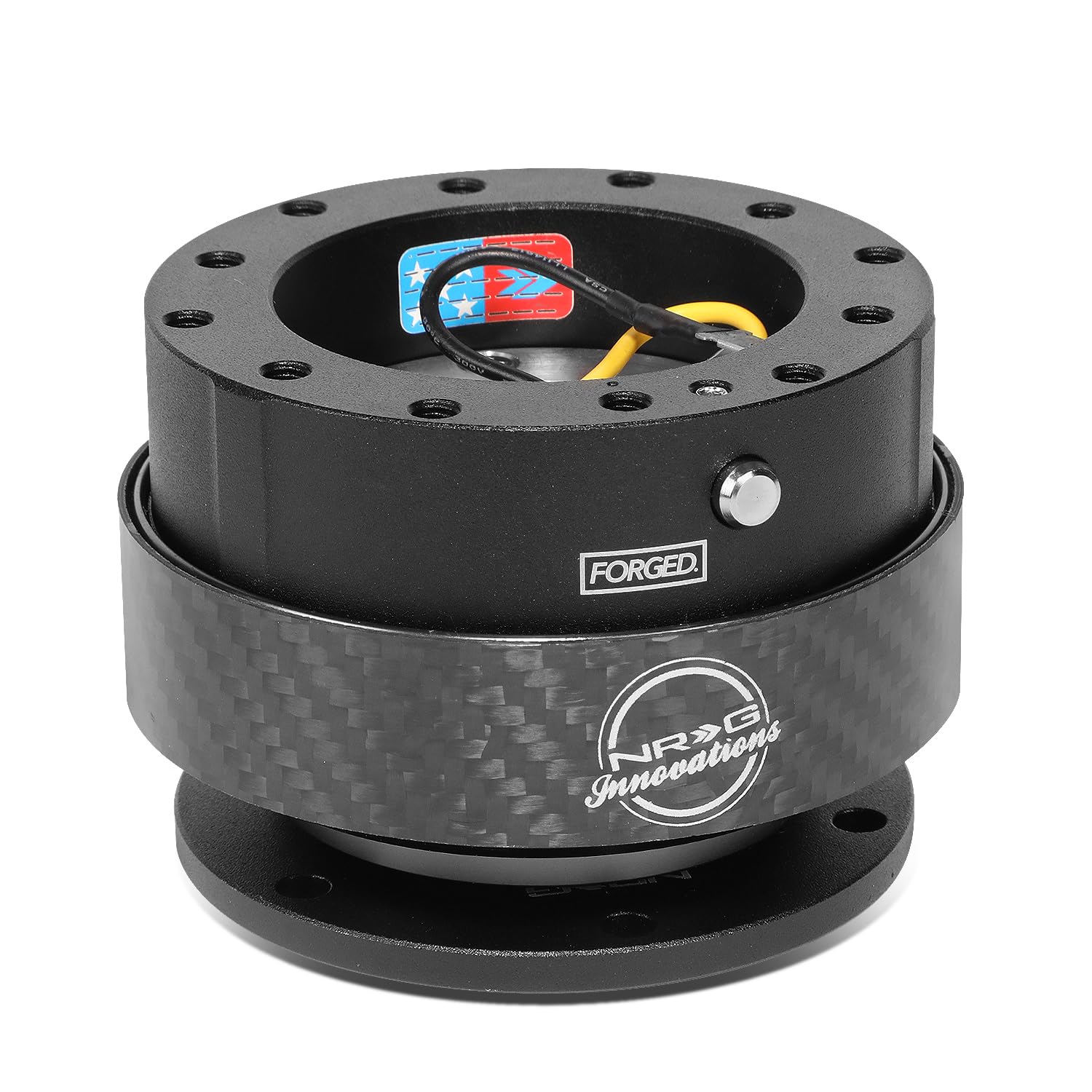 NRG Innovations close-up of carbon fiber ring showing texture and premium appearance