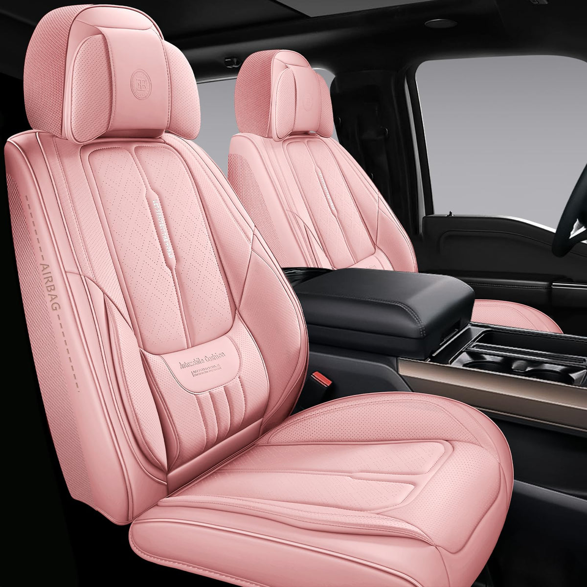 NS YOLO front seats pink cover showing clean new look and protection