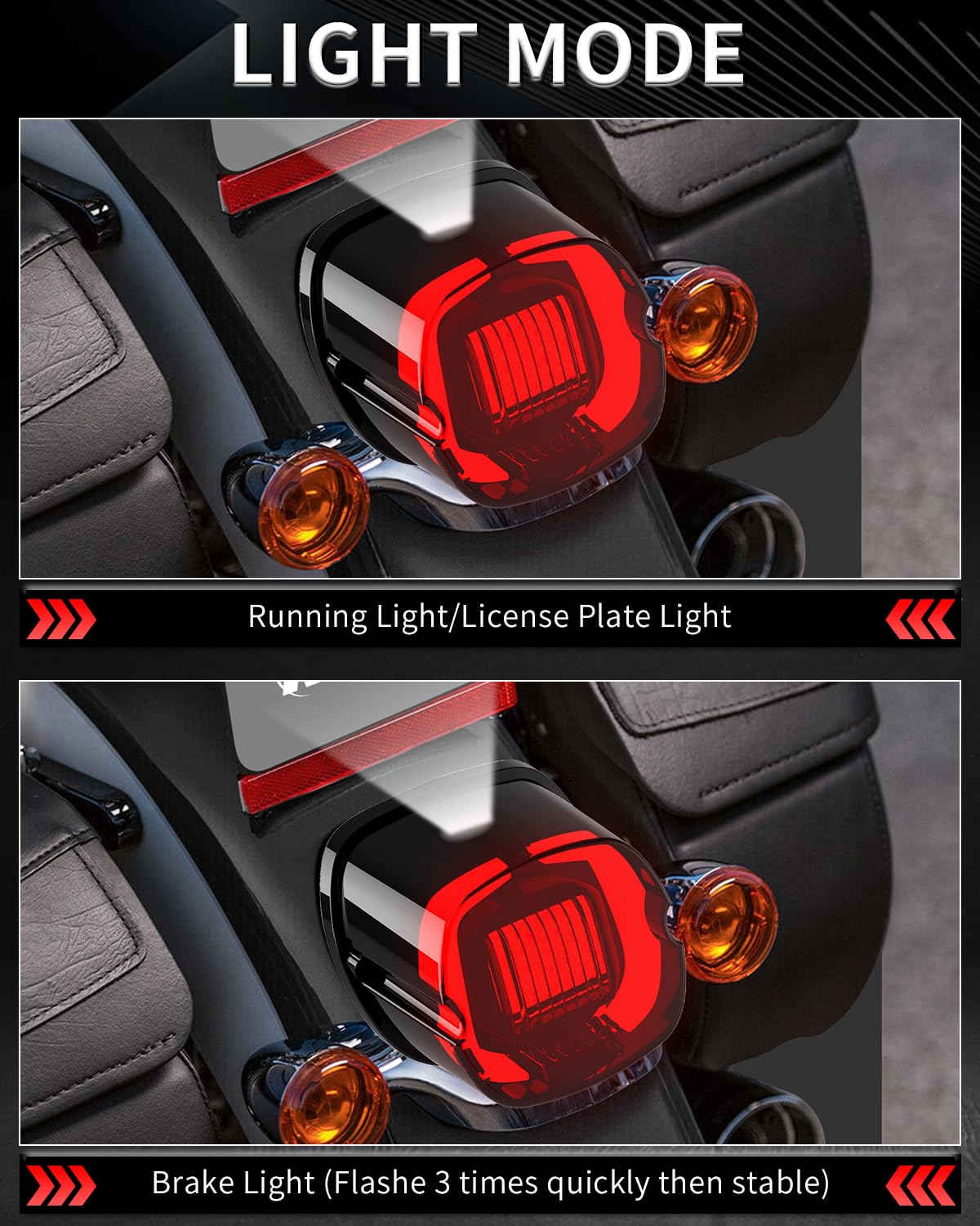 NTHREEAUTO taillight installed on Harley rear demonstrating improved visibility and modern look