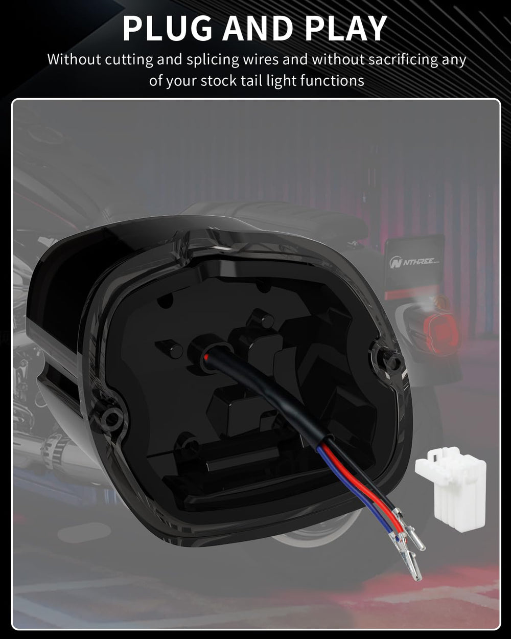 NTHREEAUTO wiring and adapter harness showing plug-and-play connection for easy installation