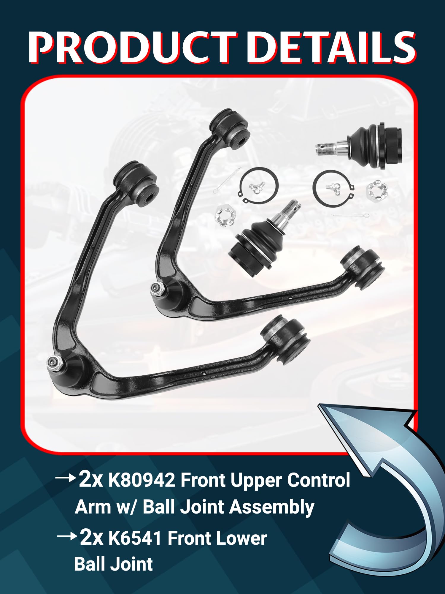 Ntoauto close-up of upper control arm highlighting durable construction and fit