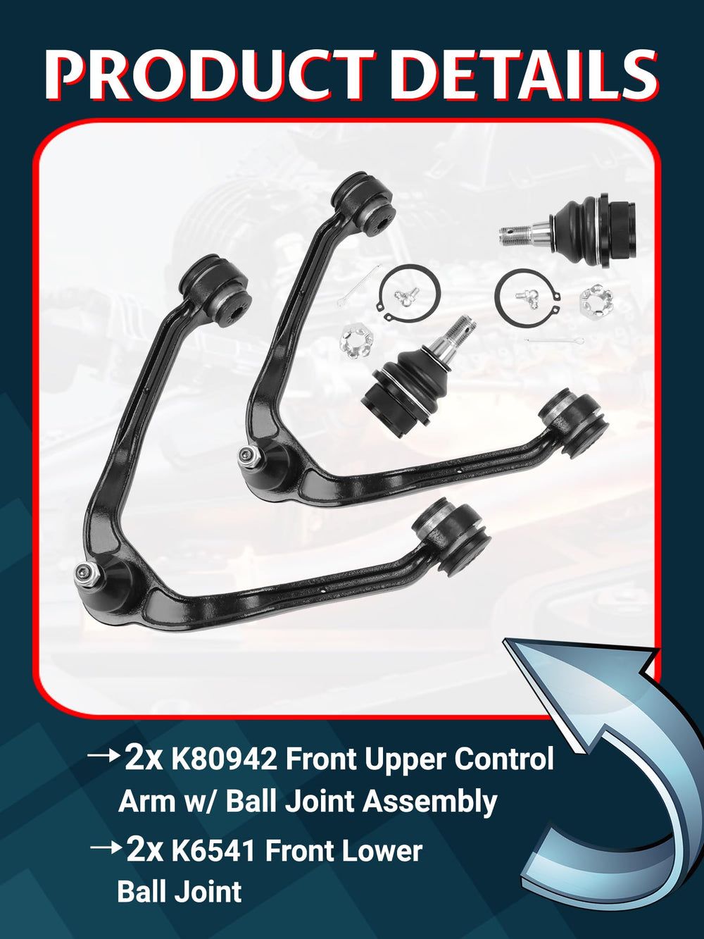 Ntoauto close-up of upper control arm highlighting durable construction and fit