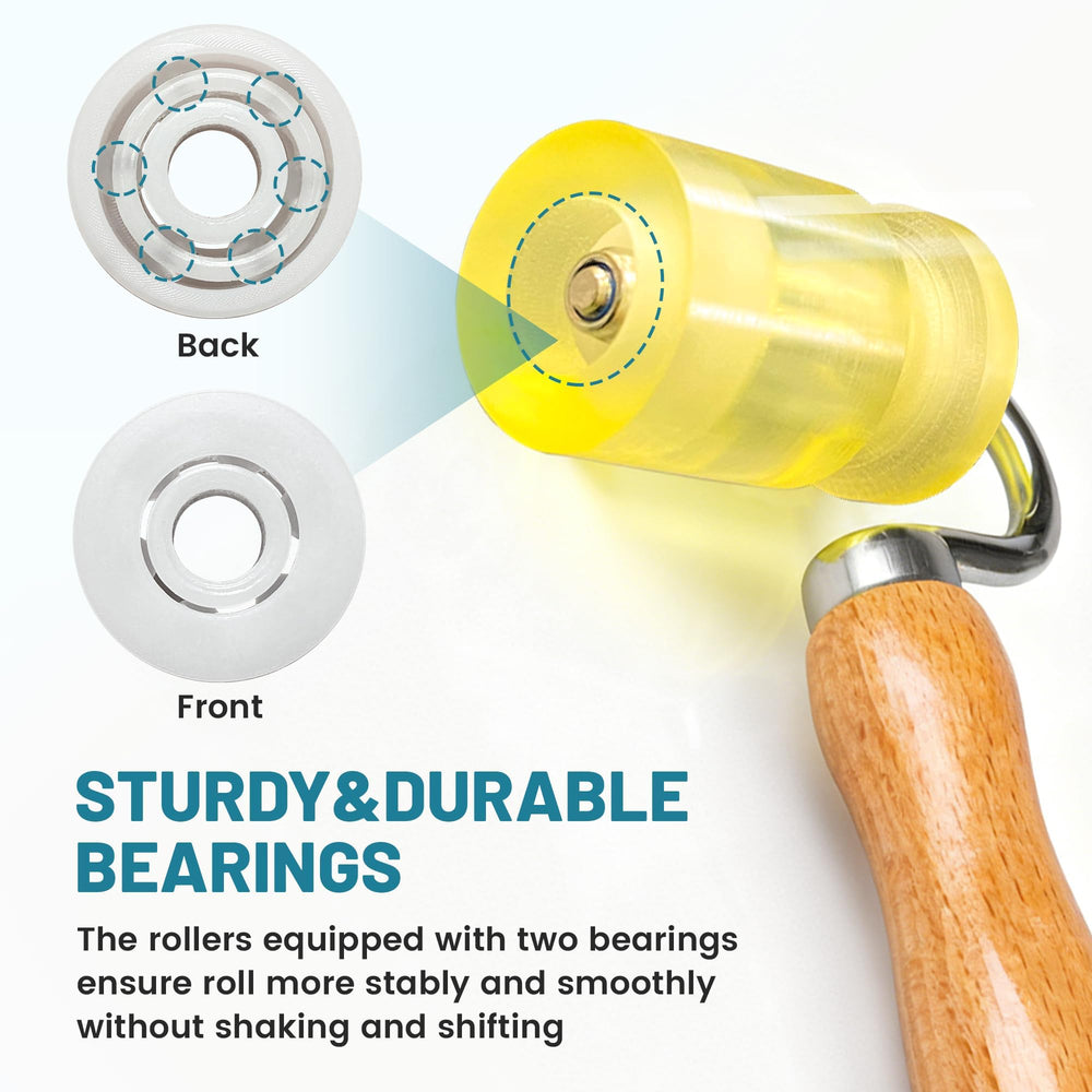 NuIth steel bearing and riveted bracket detail for smoother, consistent rolling
