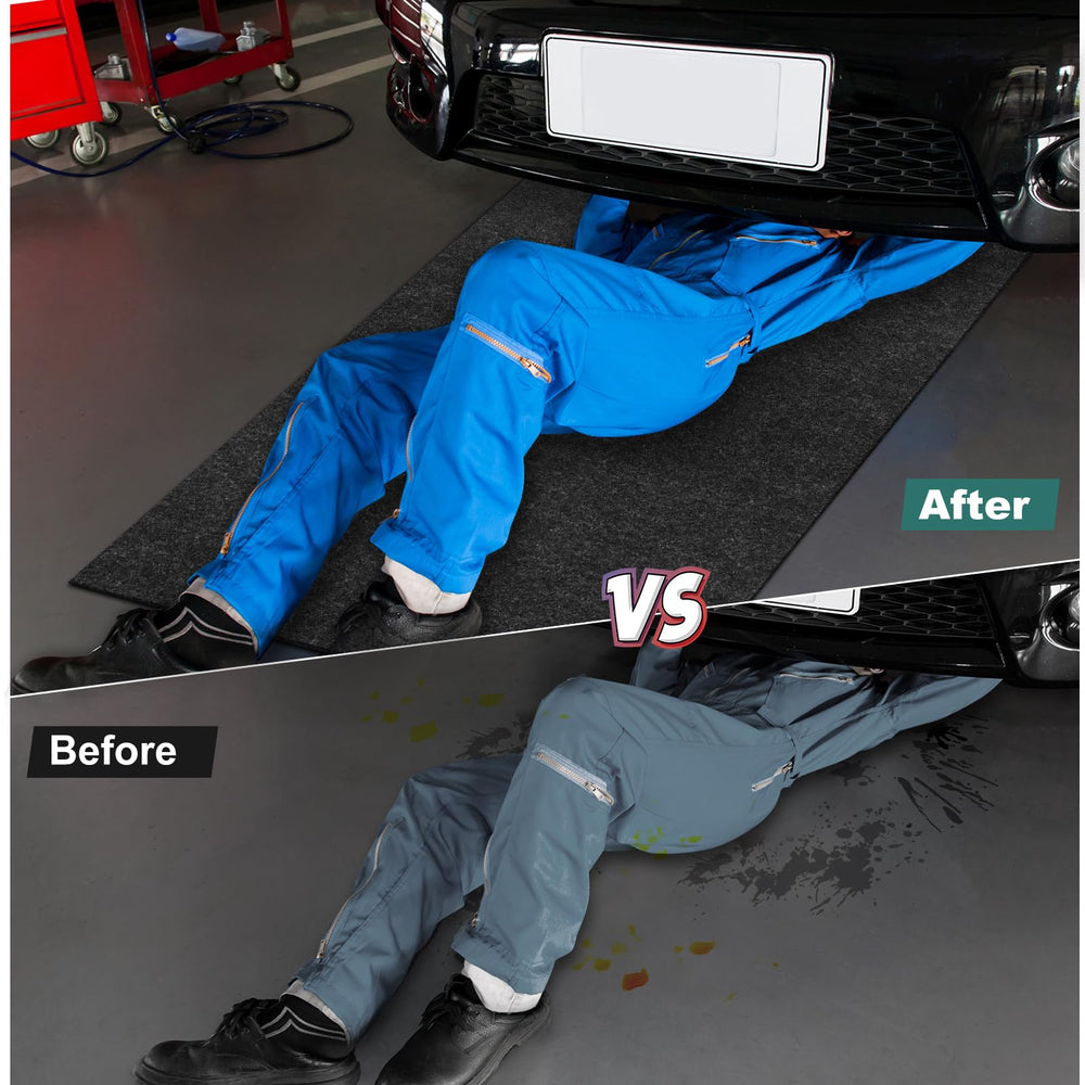 Nujzuir absorbing a fresh oil spill to prevent floor stains quickly