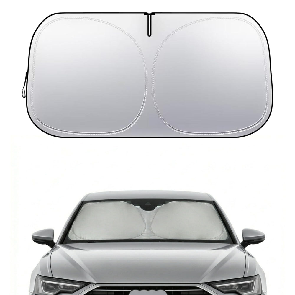 Nwgl sunshade front installed on Audi windshield, keeps cabin cooler