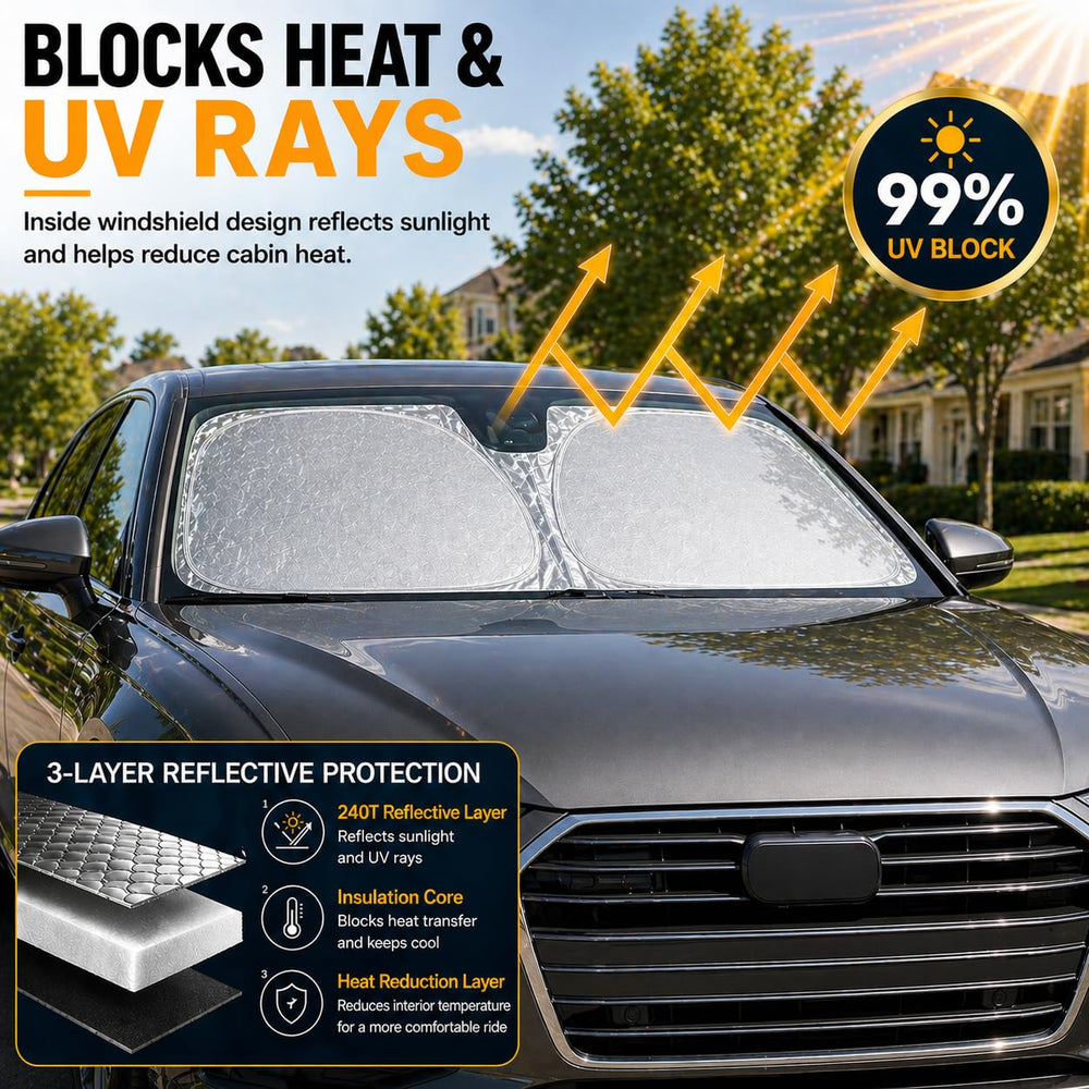 Nwgl sunshade folded inside compact pouch, easy space-saving storage