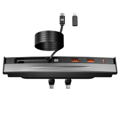 Nycetek center console front view showing neat integrated charger fit and fast charging