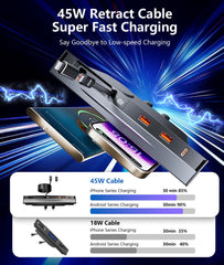 Nycetek retractable cable close-up showing reinforced TPE cable and long-lasting durability