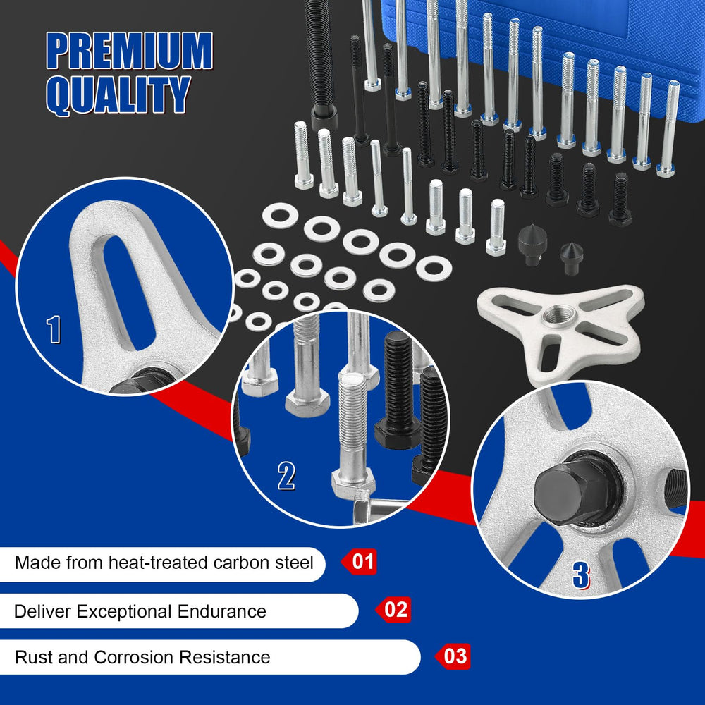 NYXOVA assortment of bolts and adapters laid out for clear size identification