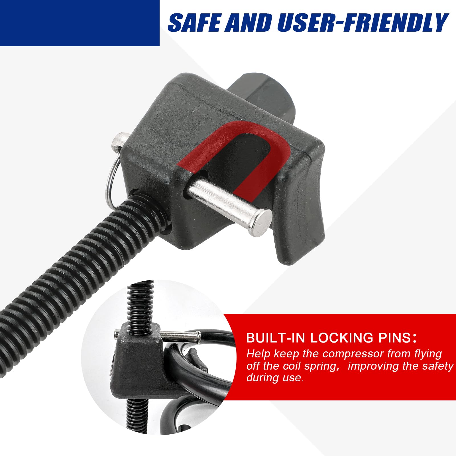 NYXOVA tool clamped on strut demonstrating safe single-person operation