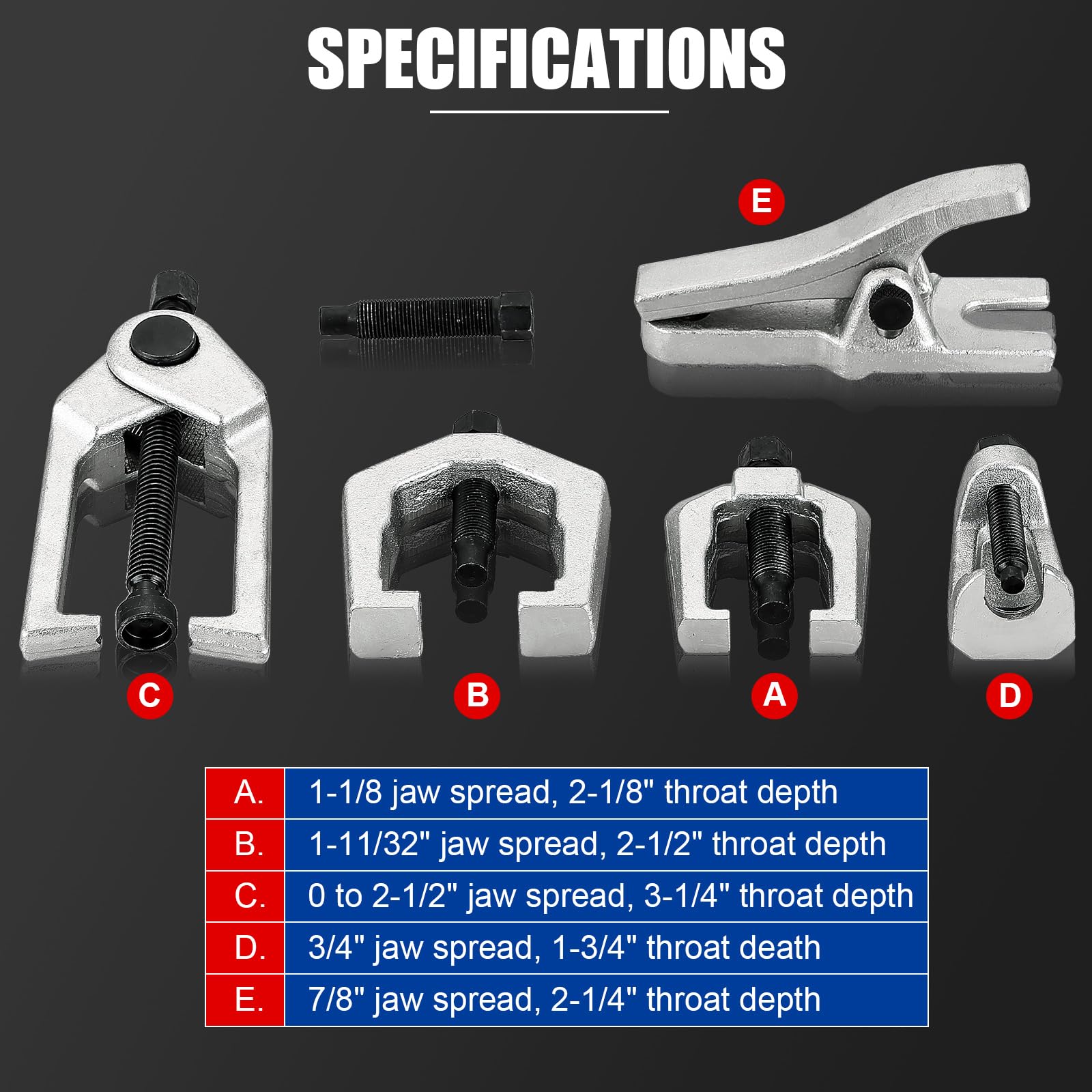 NYXOVA top view of five different puller shapes for versatile joint access