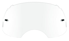 Oakley Airbrake MX clear lens front view showing optical clarity and durable finish