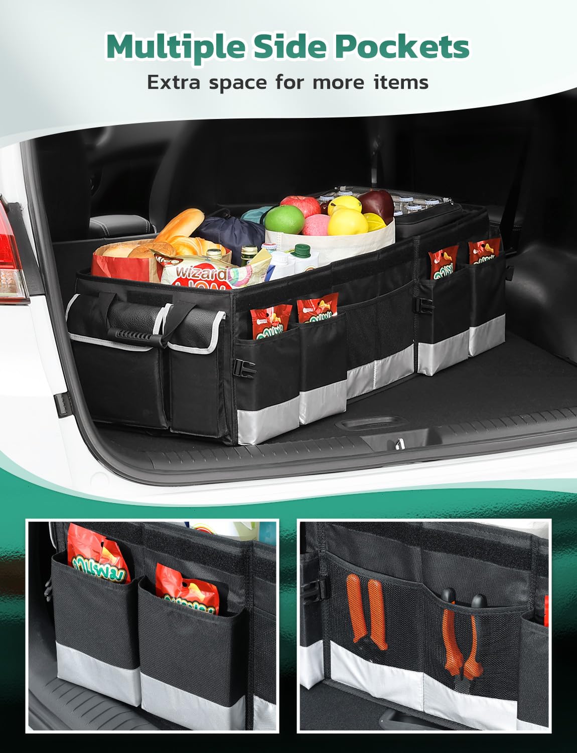 Oasser installed in SUV trunk keeping groceries secure while driving