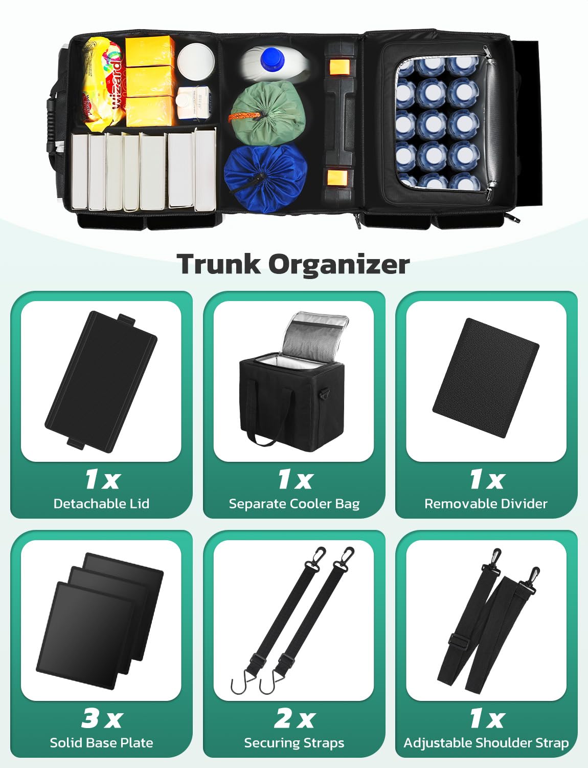 Oasser lid closed protecting contents and ensuring privacy in trunk