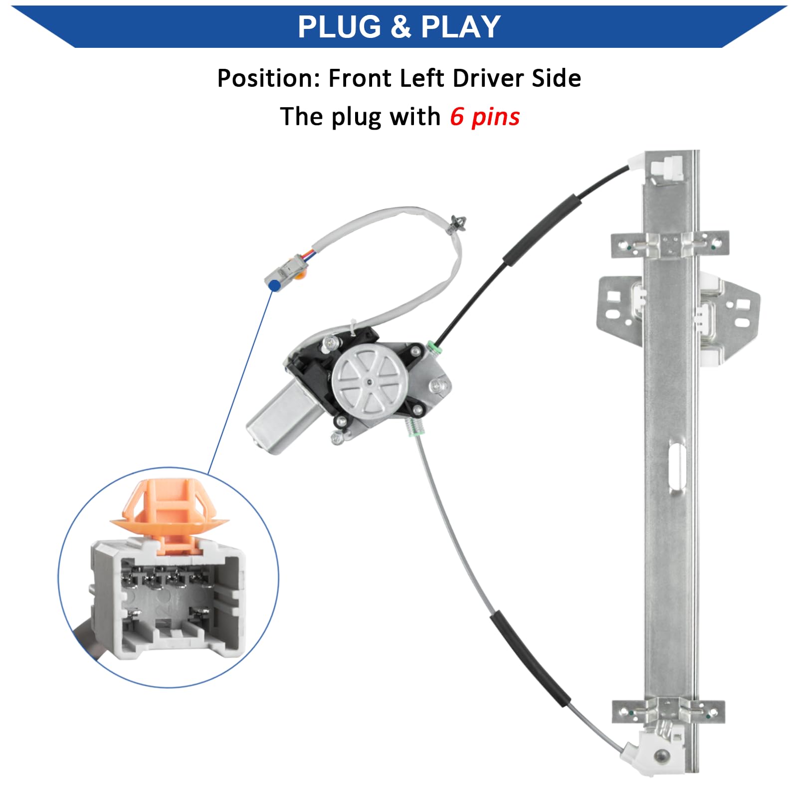 Obaee six-pin connector detail showing plug design benefit: no wire splicing