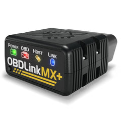 OBDLink MX+ front view showing compact adapter and port for easy diagnostics