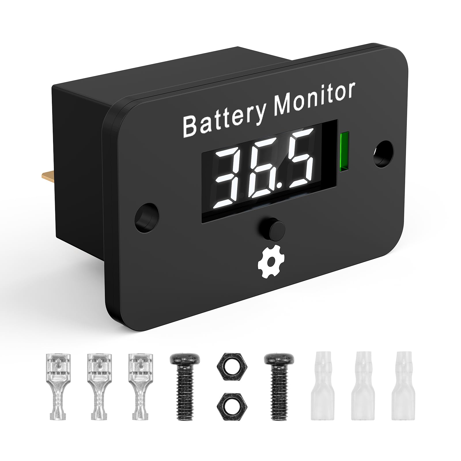 OBDResource front view digital battery meter showing clear voltage readout and easy monitoring