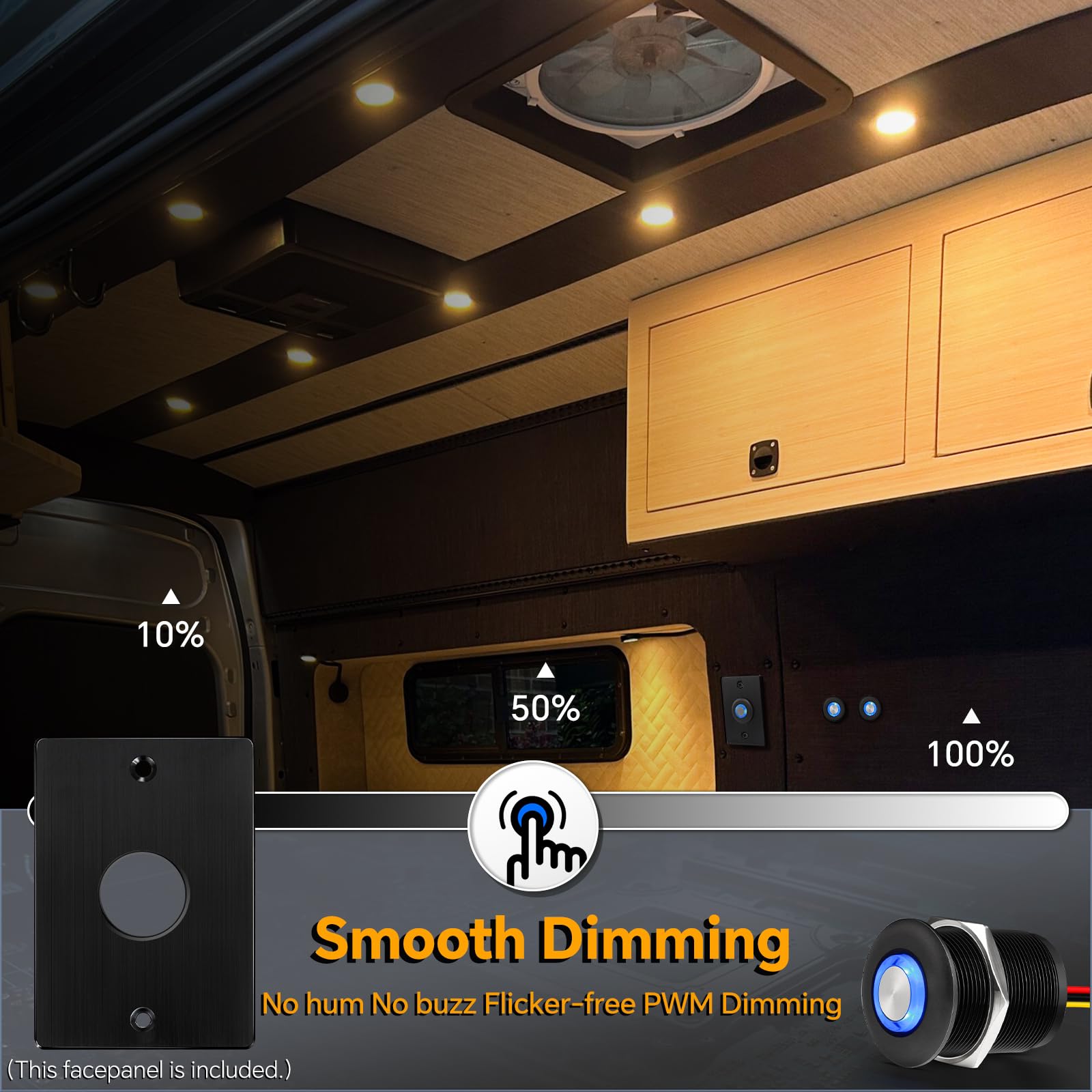 Obeaming close-up of push button texture highlighting tactile control and durability