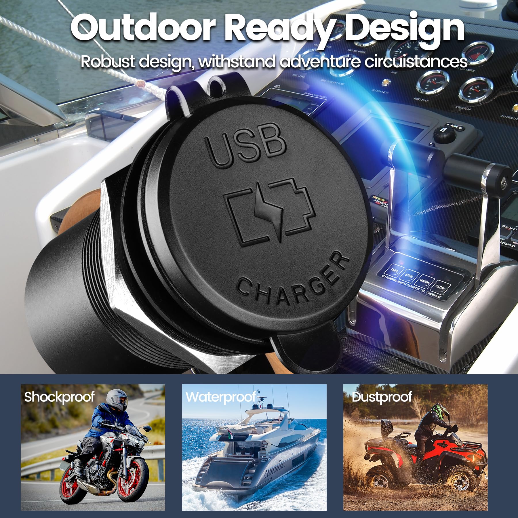 Obeaming mounted on a boat console demonstrating splash-resistant reliability
